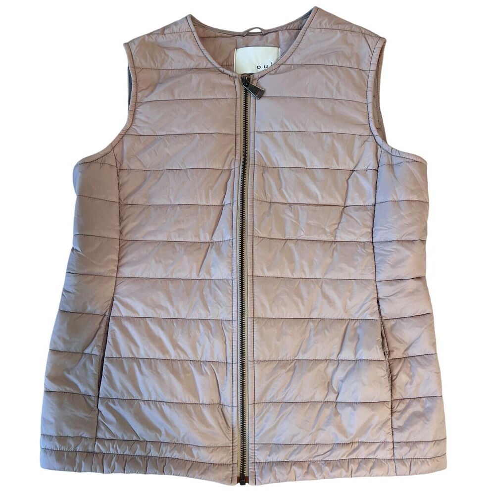 Oui Puffer‎ Vest Womens Sz. 4 Pink Lightweight Pockets Full Zip Outdoor Gorpcore